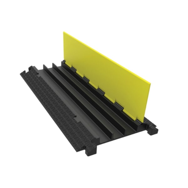 Kable Kontrol ATLAS Cord Protector - 2 Channel - Medium Duty Rubber - 1.18" x 1" Channels - Black Base With Yellow Lid - CP9972