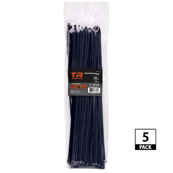 Tr Industrial 14 in Multi-Purpose UV Cable Ties in Black, 500-pk - TR88304-5PK