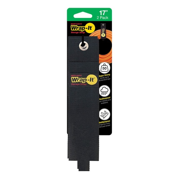 Wrap-It Storage Heavy-Duty 2 in. W X 17 in. L Black Storage Straps 50 lb 2 pk - 102-40BX