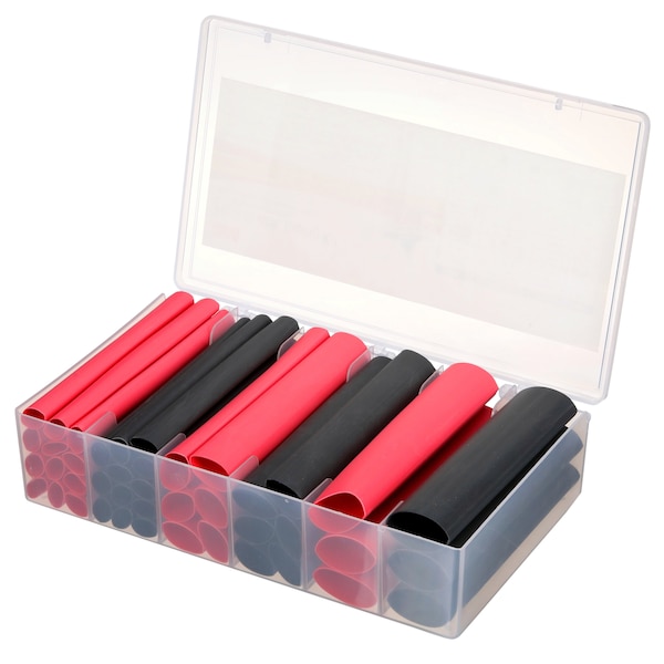 3M Heat Shrink Tubing Kit, Red, Black, 42 Pc - EPS300-1/2 TO 1-BLACK&RED-5-42 PC KITS
