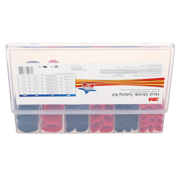 3M Heat Shrink Tubing Kit, Red, Black, 42 Pc - EPS300-1/2 TO 1-BLACK&RED-5-42 PC KITS