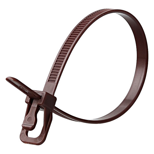 Retyz Releasable Tie, Brown, Nylon, PK20 - EVT-S08BR-HA