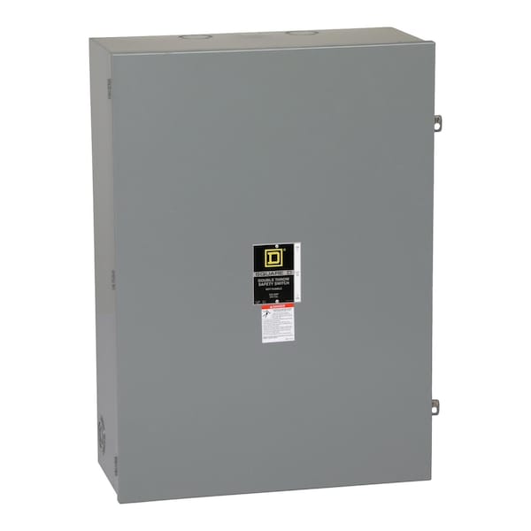 Interruptor de seguridad Square D, de doble tiro, no fusible, 200A, 240VAC, 250VDC, 3 polos, 15HP, neutro instalado en fábrica, NEMA 1 - DTU324N