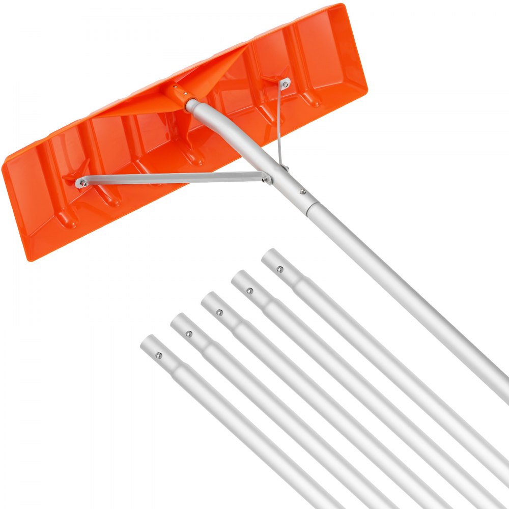 VEVOR Snow Roof Rake, 25" Plastic Blade Snow Removal Tool, 21ft Reach Aluminium Handle, Superior Roof Shovel with Anti-Slip Handle Grip, Easy to Setup & Use for House Roof, Car Snow, Wet Leaves - WDP21YCGBSSLMREGAV0