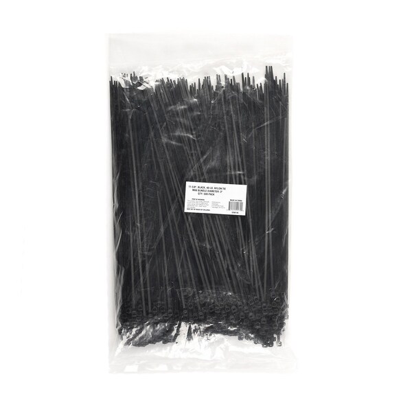 South Main Hardware 11-in 40-lb, Black, 500 Nylon Tie - 200105