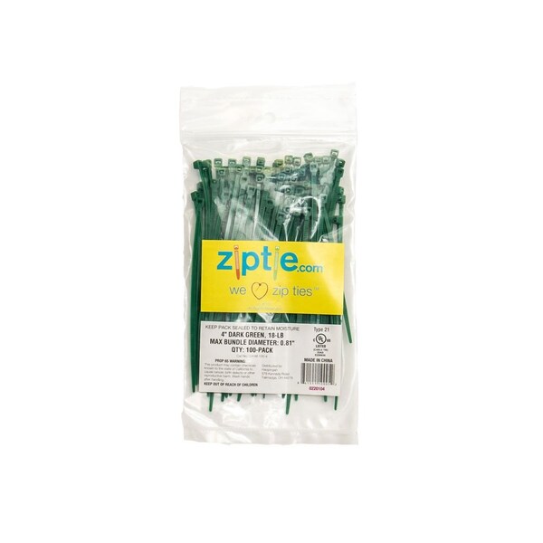 South Main Hardware 4-in   18-lb, Dark Green, 100 Standard Nylon Tie - 220104