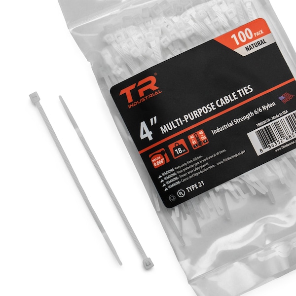 Tr Industrial MultiPurpose UV Cable Ties, 4, Natural, 500PK - TR88301N-5PK