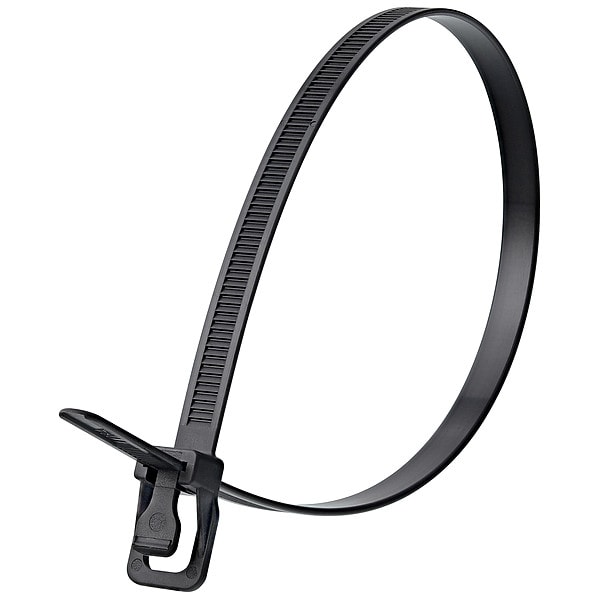 Retyz Releasable Tie, UV Black, Nylon, PK50 - PRT-V36BK-PA