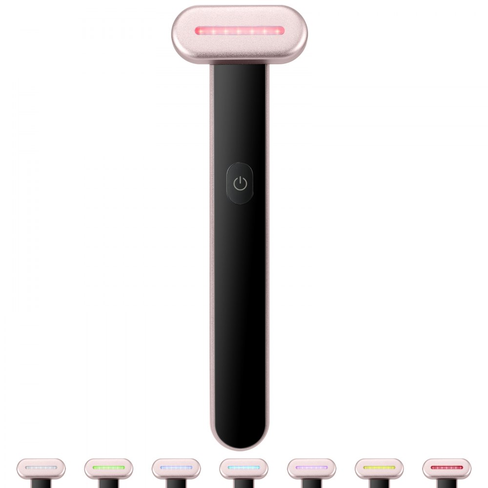 VEVOR Red Light Therapy Wand for Face, 7-Color LED Facial Wand Red Light Therapy Device with Heatig Therapy| Microcurrent Vibrating Massage, Portable LED Beauty Wand for Face, Neck - SCHGZLY7KTX7XI90BV9