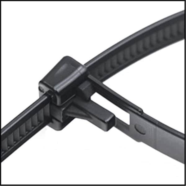 Evermark EverMark EM-08-50-RL-0-C 8 in. Ultra Violet Black Releasable Cable Tie; 50 lbs - Pack of 100 - EM-08-50-RL-0-C