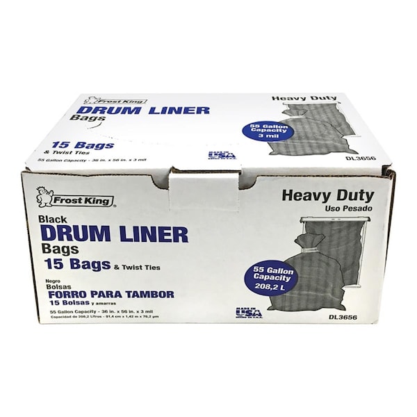 Captain Cold 55 gal Drum Liner Twist Tie - Black, 15PK - CA1677857