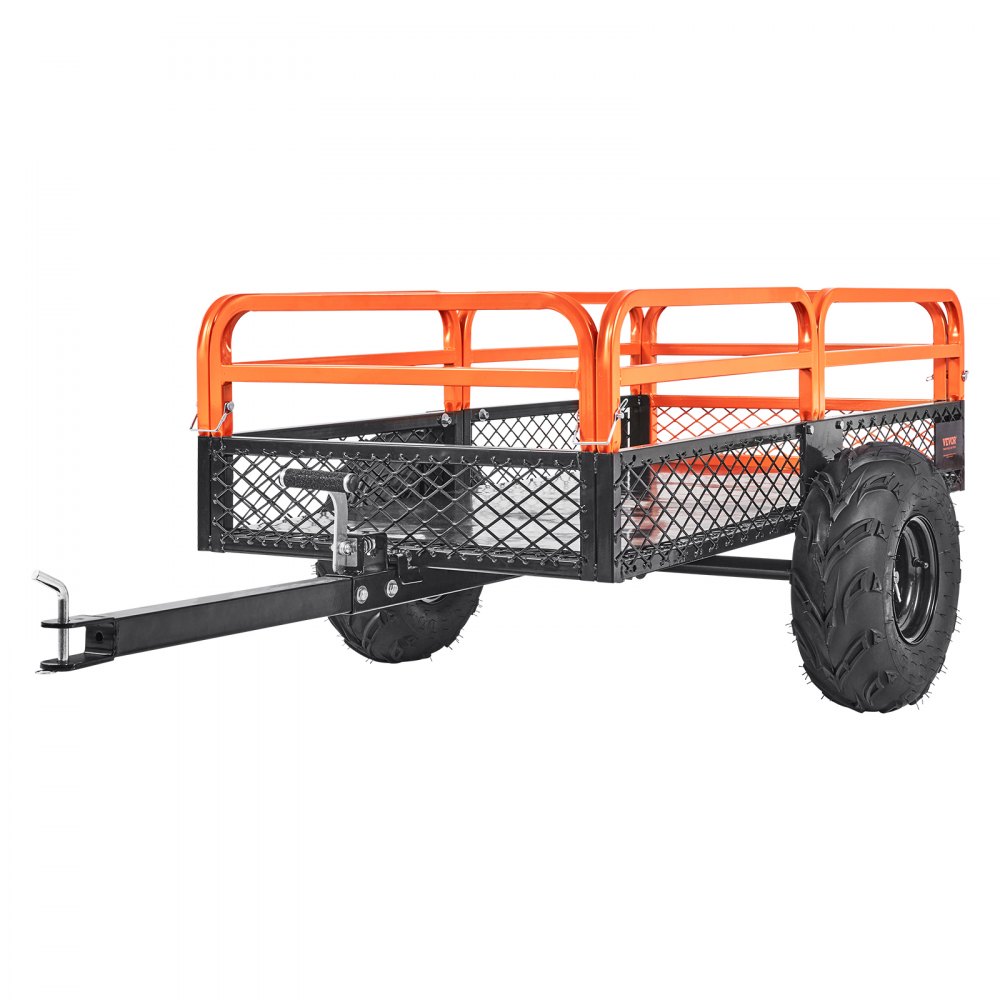 VEVOR Heavy Duty Steel ATV Dump Trailer, 1500-Pound Load Capacity 15 Cubic Feet, Tow Behind Dump Cart Garden Trailer, with Removable Sides and 2 Tires, for Mowers, Tractors, ATV, UTV - HYTCWGK15CUFTPB5GV0