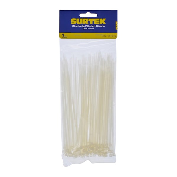 Surtek Plastic Cable Tie Natural Color 100 Pieces 165 X 25Mm - 114202