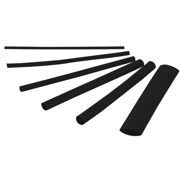 Gardner Bender Heat Shrink Tubing, 332 in Expanded, 364 in Recovered Dia, 4 in L, Polyolefin, Black - HST-ASTB