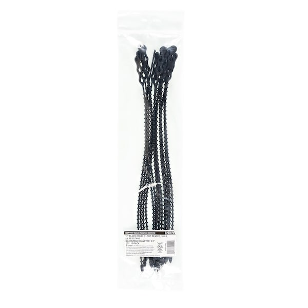 South Main Hardware 12-in  Double Loop Beaded 50-lb, Black, 15 Speciality Tie - 222076