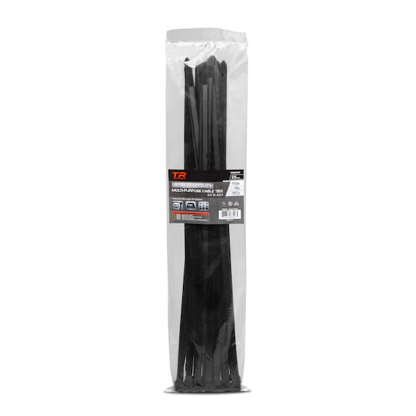 Tr Industrial 25.6 in Ultra Heavy-Duty Multi-Purpose UV Cable Ties, 25-pk - TR88506