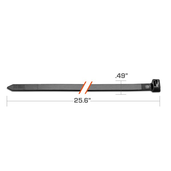 Tr Industrial 25.6 in Ultra Heavy-Duty Multi-Purpose UV Cable Ties, 25-pk - TR88506
