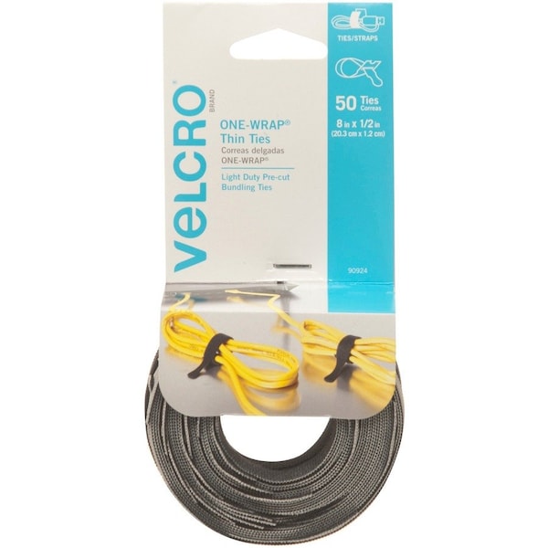 Velcro Brand FASTENER, REUSABLE TIES, BK - VEK90924