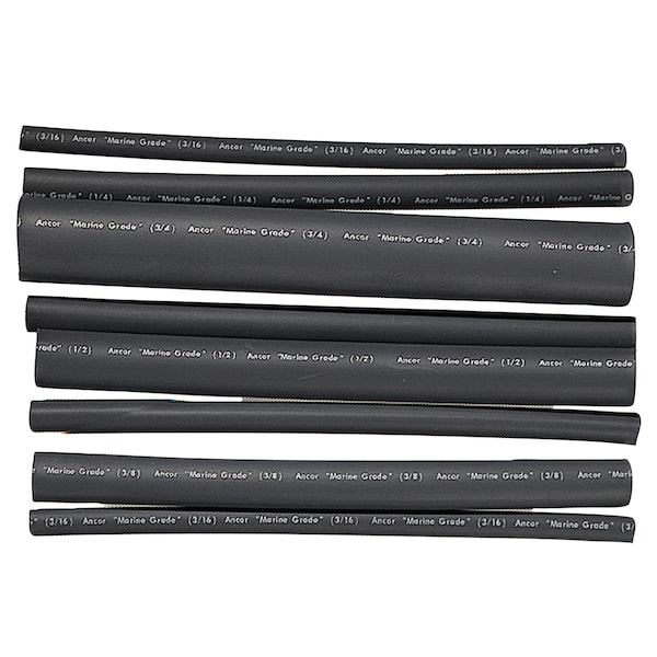 Ancor Lined Heat Shrink Tubing-Assorted 8-Pack, 6", 20-2/0 AWG, Black - 301506