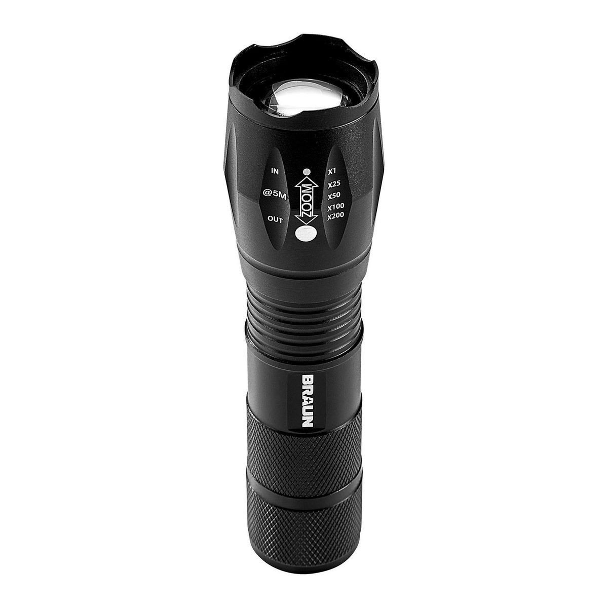 Linterna táctica LED Braun de 590 lúmenes, color negro - 59362