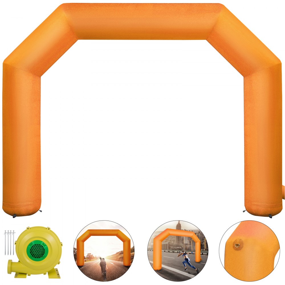 VEVOR Inflatable Arch Orange 20ft, Hexagon Inflatable Arch Built in 100W Blower, Inflatable Archway for Race Outdoor Advertising Commerce - ZPJHSCQGM00000001V0