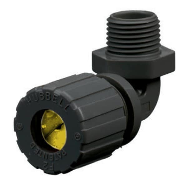 Hubbell Wiring Device-Kellems Kellems Wire Management, Cord Connectors, 90 Degree Male .63-.75", 1", Nylon - NHC2041CR