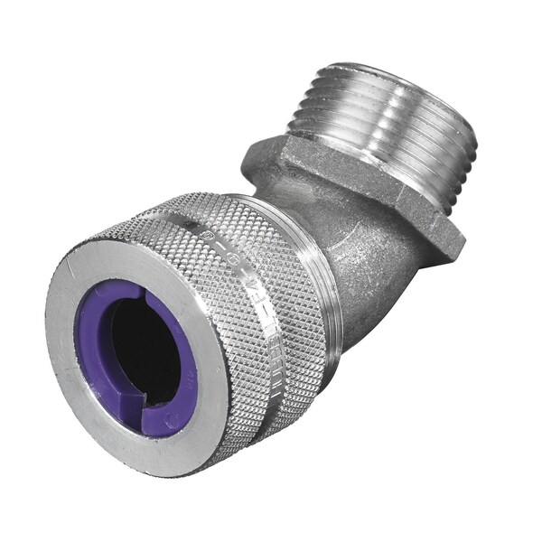 Hubbell Wiring Device-Kellems Kellems Wire Management, Cord Connectors, 45 Degree Male, .75-.88", 1", Aluminum - VHC1042