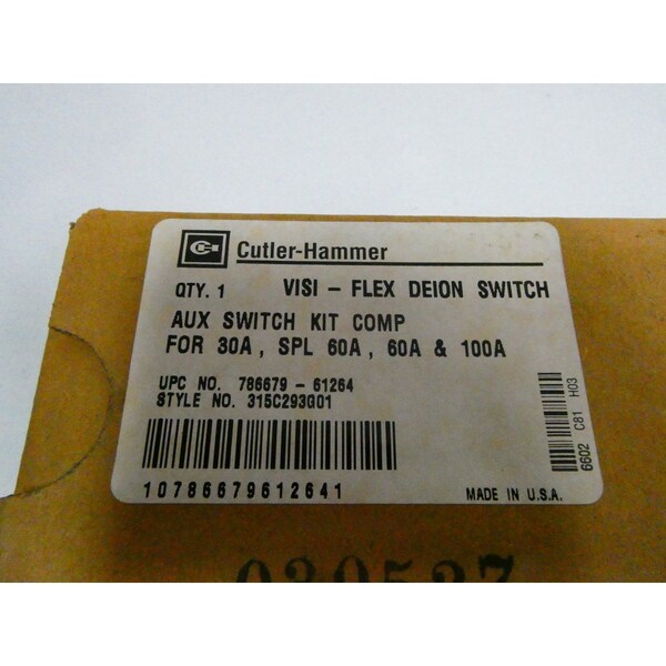 Eaton Cutler-Hammer VISI-FLEX Kit de interruptor de deionizador - Partes y accesorios de interruptor - 315C293G01