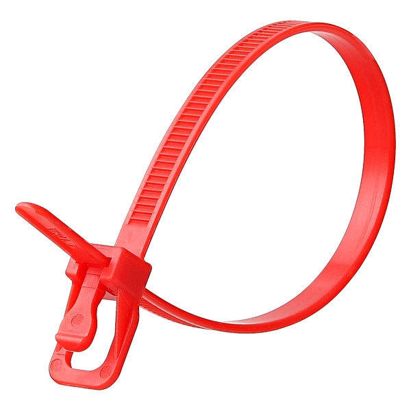 Retyz Releasable Tie, Red, Nylon, PK100 - EVT-S06RD-TA