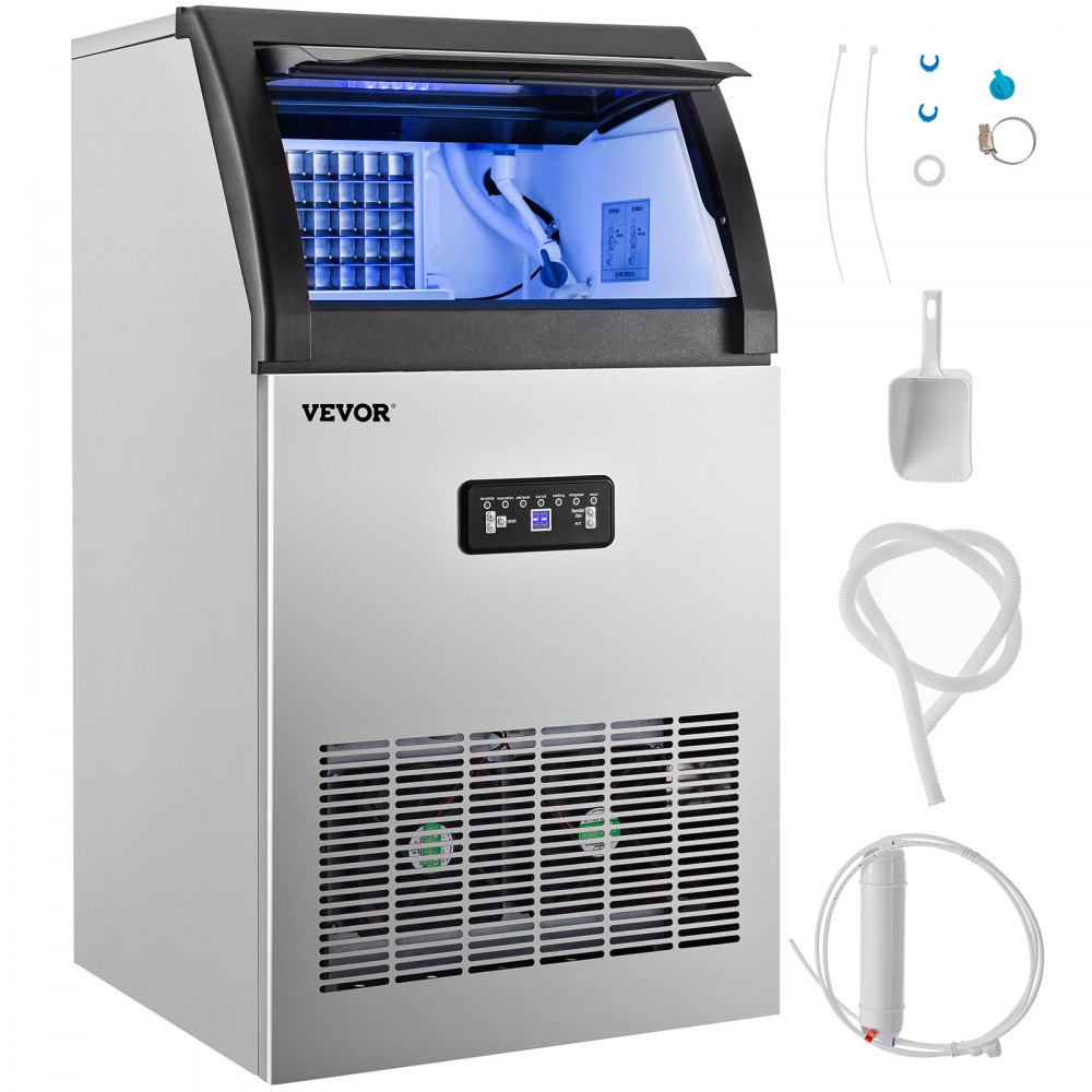 VEVOR 110V Máquina comercial de hielo Fabricador De Hielo 110 libras/24 horas máquina de hielo de 530 W con capacidad de almacenamiento de 30 libras - FBZBJSKF-C66F0001V1