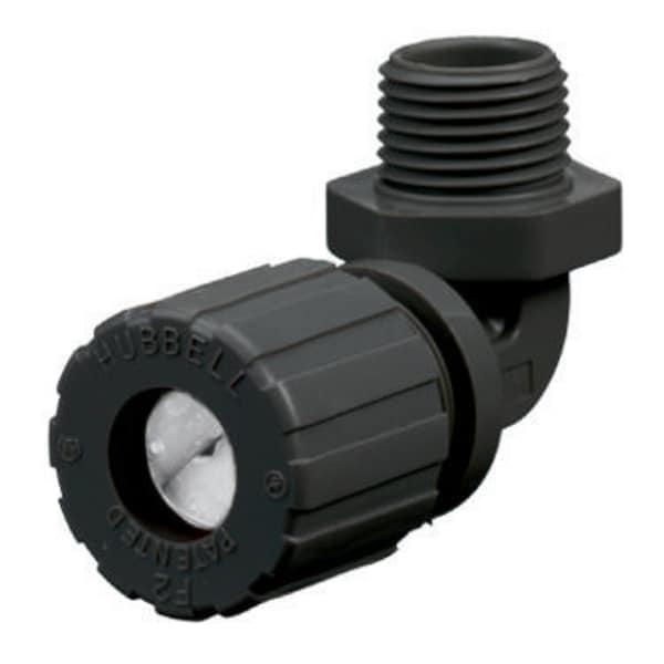 Hubbell Wiring Device-Kellems Kellems Wire Management, Cord Connectors, 90 Degree Male .25-.38", 1/2", Nylon - NHC2022CR