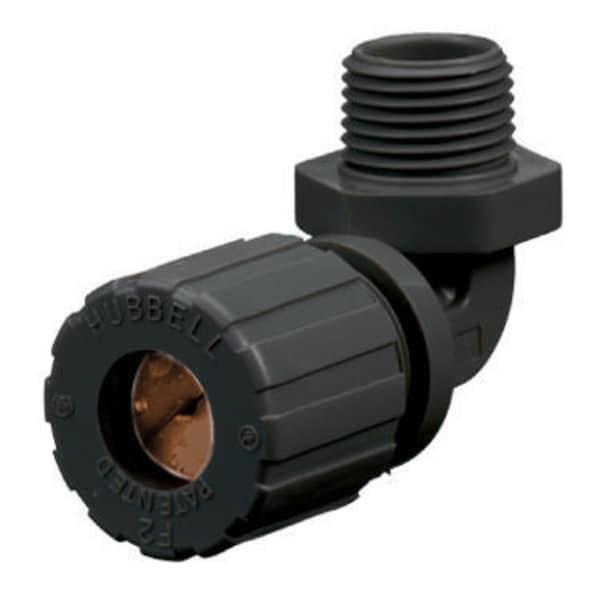 Hubbell Wiring Device-Kellems Kellems Wire Management, Cord Connectors, 90 Degree Male .50-.63", 1/2", Nylon - NHC2024CR