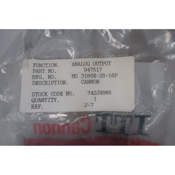 Itt Cannon Ms 3106E-28-16P Connector - MS 3106E-28-16P