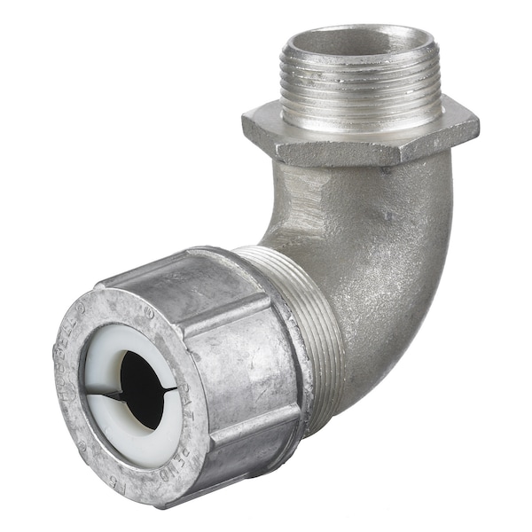 Hubbell Wiring Device-Kellems Kellems Wire Management, Cord Connectors, 90 Degree Male .88-1.00", 1 1/4", Aluminum - NHC1051
