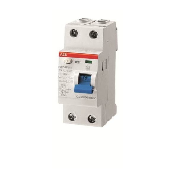 Abb F202AC-16/0.01, RCD F200 2P 16A 10MA 480Y/277 - F202AC-16/0.01