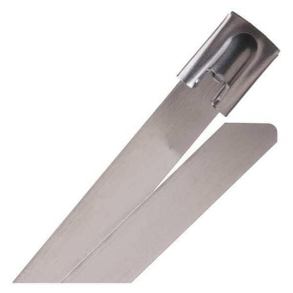 Techflex 7-1/2" L, Silver Metal Stainless Steel Cable Tie, Tensile Strength: 250 lb. - SSH7.50SV10