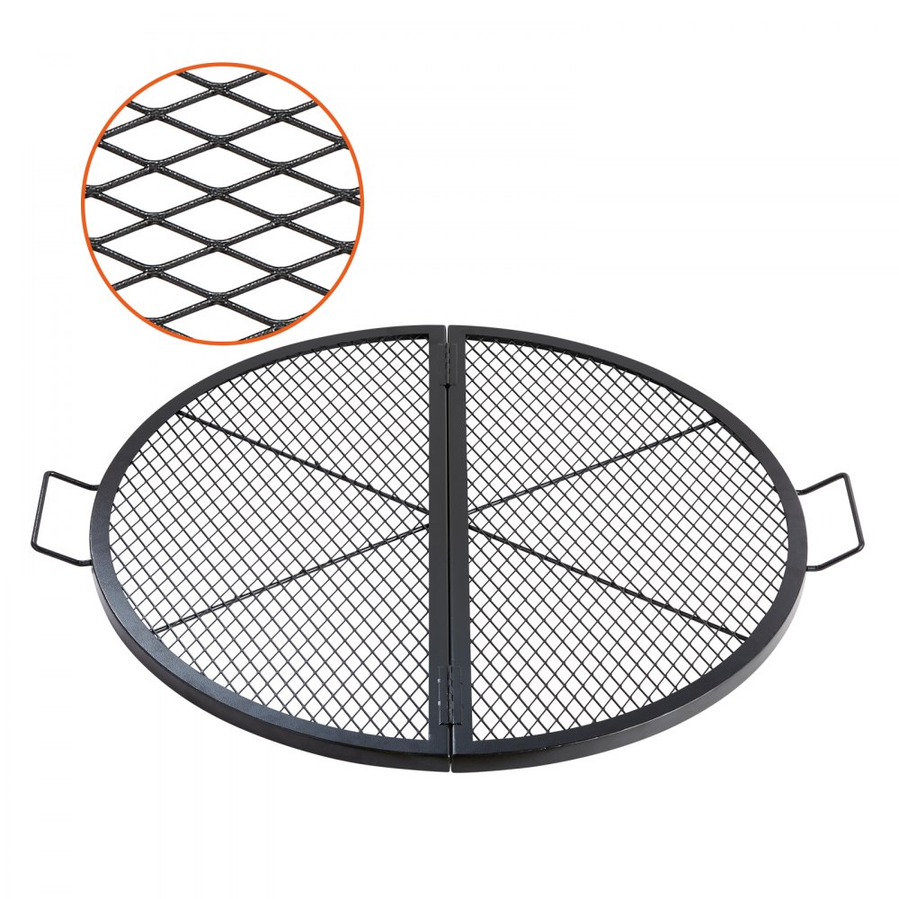 VEVOR X-Marks Fire Pit Grill Grate, Foldable Round Cooking Grate, Heavy Duty Steel Campfire BBQ Grill Grid with Handle and Support X Wire, Portable Camping Cookware for Outside Party, 36 Inch Black - YXSKKWCHSKZ36BP0XV0