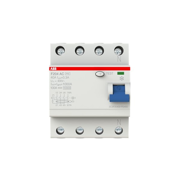 Abb F204AC-40/0.3, RCD F200 4P 40A 300MA - F204AC-40/0.3