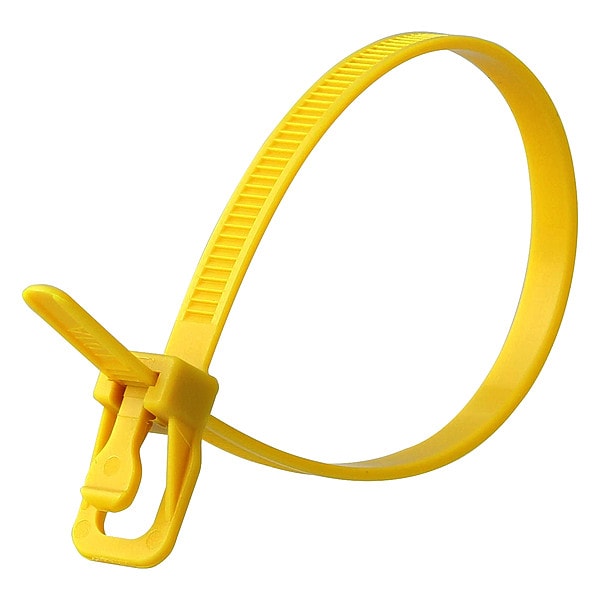 Retyz Releasable Tie, Yellow, Nylon, PK100 - EVT-S08YW-TA