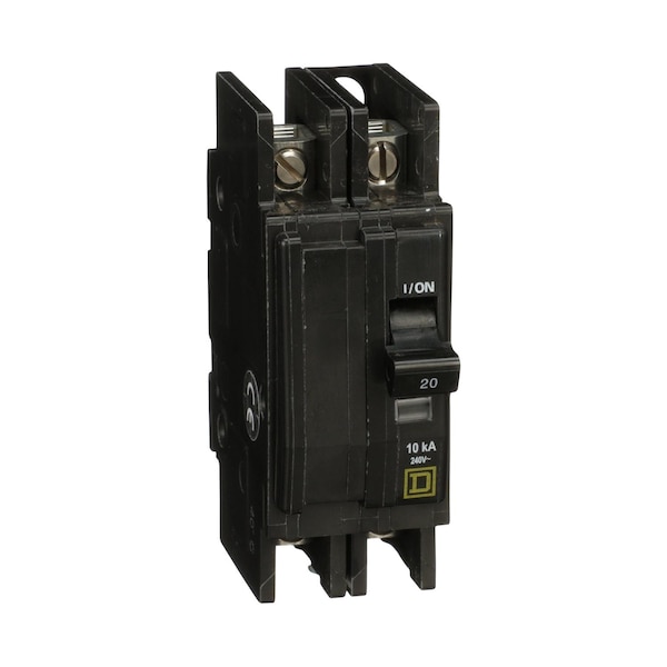 Square D Miniature Circuit Breaker, QOU Series, 20A, 2 Pole, 240V AC, 10kA at 240V AC - QOU220H