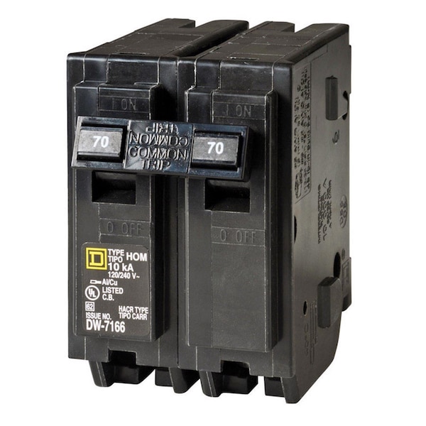 Square D Miniature Circuit Breaker, HOM Series, 70A, 2 Pole, 120/240V AC, 10kA - HOM270CP