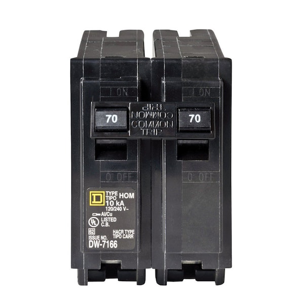 Square D Miniature Circuit Breaker, HOM Series, 70A, 2 Pole, 120/240V AC, 10kA - HOM270CP