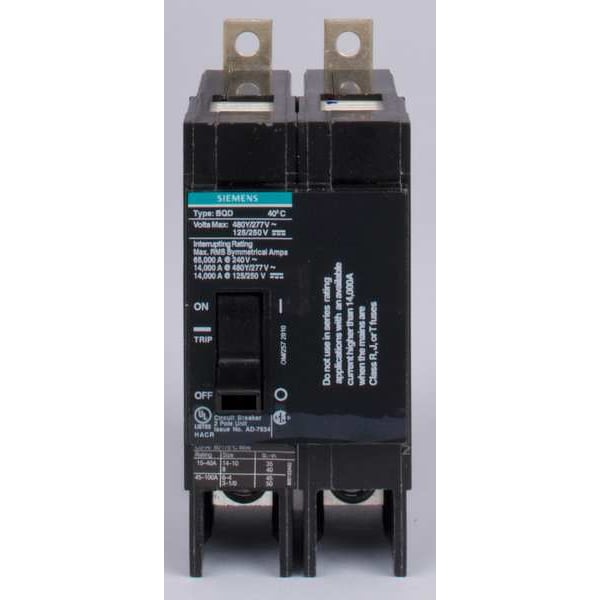 Siemens Miniature Circuit Breaker, BQD Series, 30A, 2 Pole, 480V AC, 14kA at 480V AC - BQD230