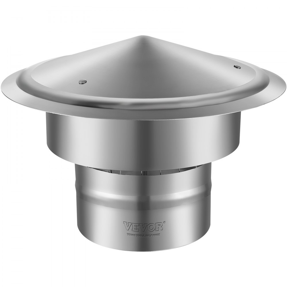 VEVOR Chimney Cap, 6 inch, 304 Stainless Steel Round Roof Rain Cap, 11.81-inch Increased Caps, All Weather & Reinforced Screws & Easy Installation, for Perfect Insulation Vent Cover Outside, Silver - YXYCMYSBXGZDGEH55V0