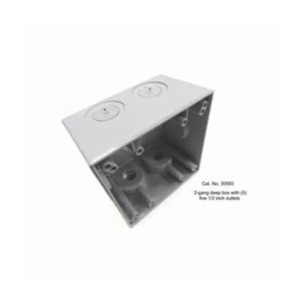 Mulberry Electrical Box, 37.3 cu in, Outlet Box Type, 2 Gangs, Aluminum, Square Shape - 30593