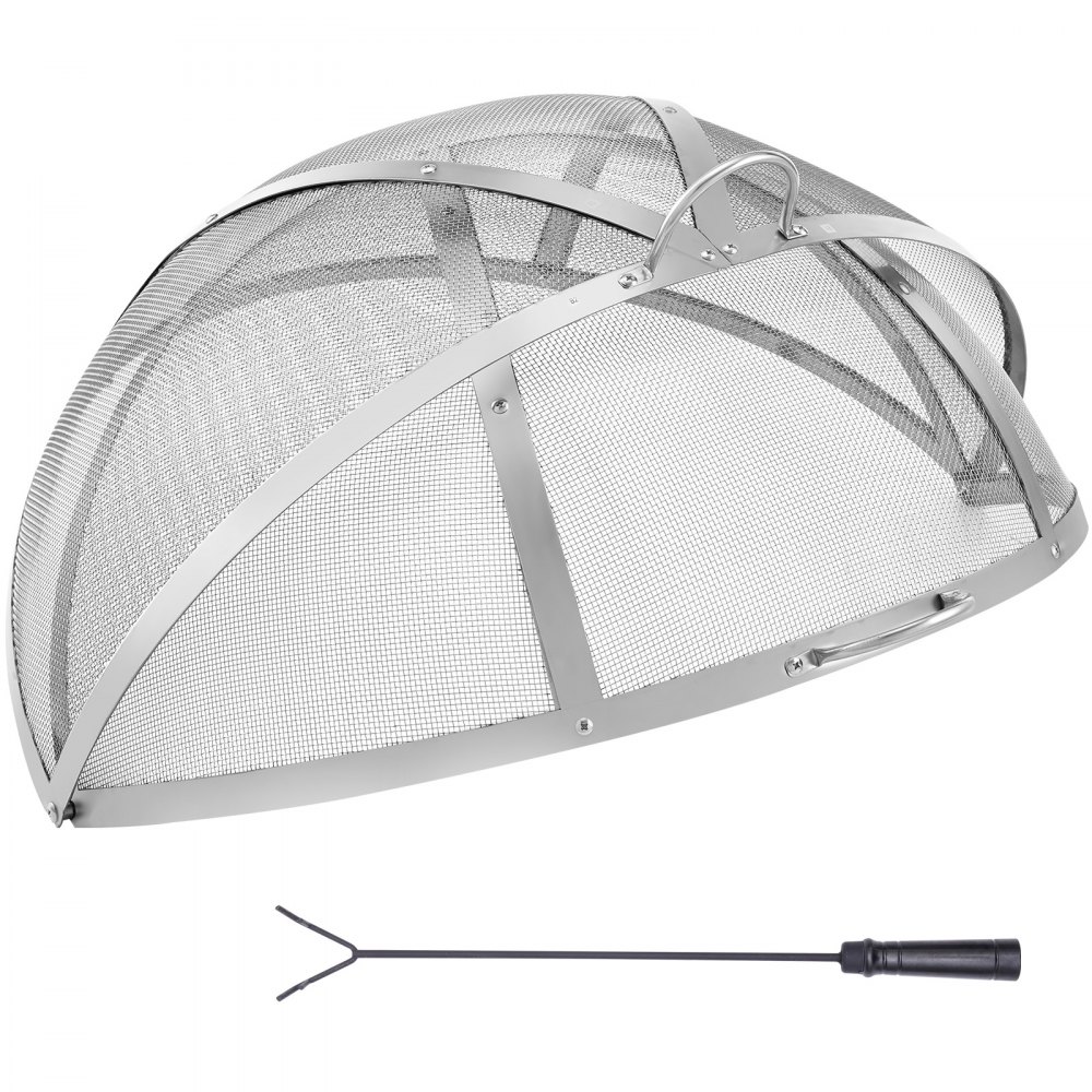 VEVOR Firepit Spark Screen Lid, 40" Diameter, Outdoor Firepit Ring Cover Round Accessories, Fire Pit Metal Cover, Easy-Opening Stainless Steel Fire Ring Covers for Outdoor Patio Fire Pits Backyard - HKWZ201BXGQXHKE2TV0