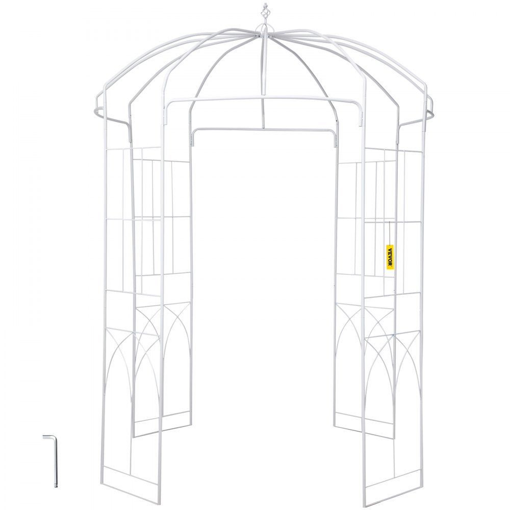 VEVOR Birdcage Shape Garden Arbor, 9' High x 6.6' Wide, Heavy Duty Wrought Iron Arbor, Wedding Arch Trellis for Climbing Vines in Outdoor Garden, Lawn, Backyard, Patio, White - TYHYGMYCBSNL9I8V7V0