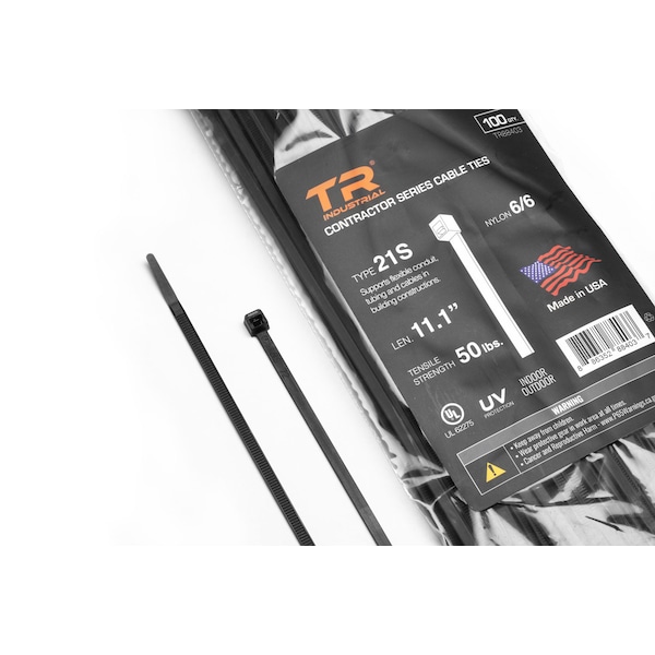 Tr Industrial 11.1 in Contractor Series Type 21S UV Cable Ties, 100-pk - TR88403