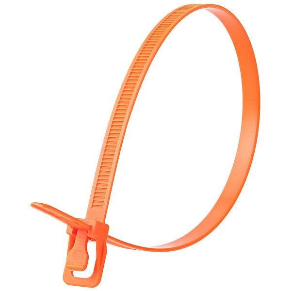 Retyz Releasable Tie, Fluor. Orange, Nylon, PK100 - WKT-S18FO-TA