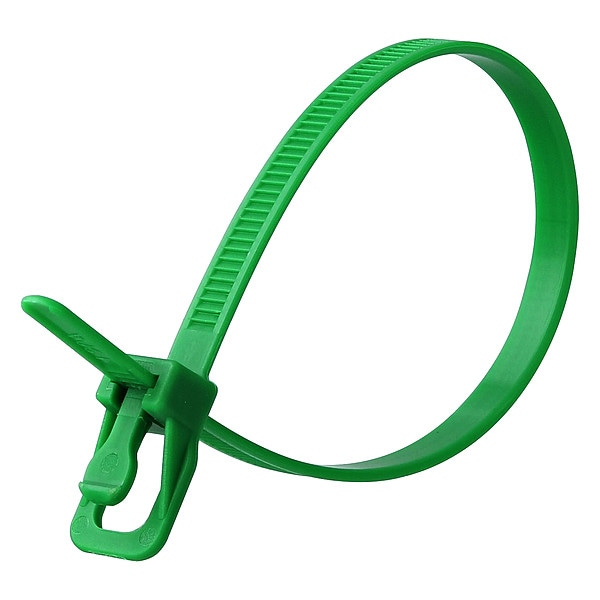 Retyz Releasable Tie, Green, Nylon, PK100 - EVT-S08GN-TA